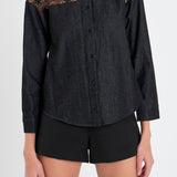 Long Sleeve Laced Jeans Shirt