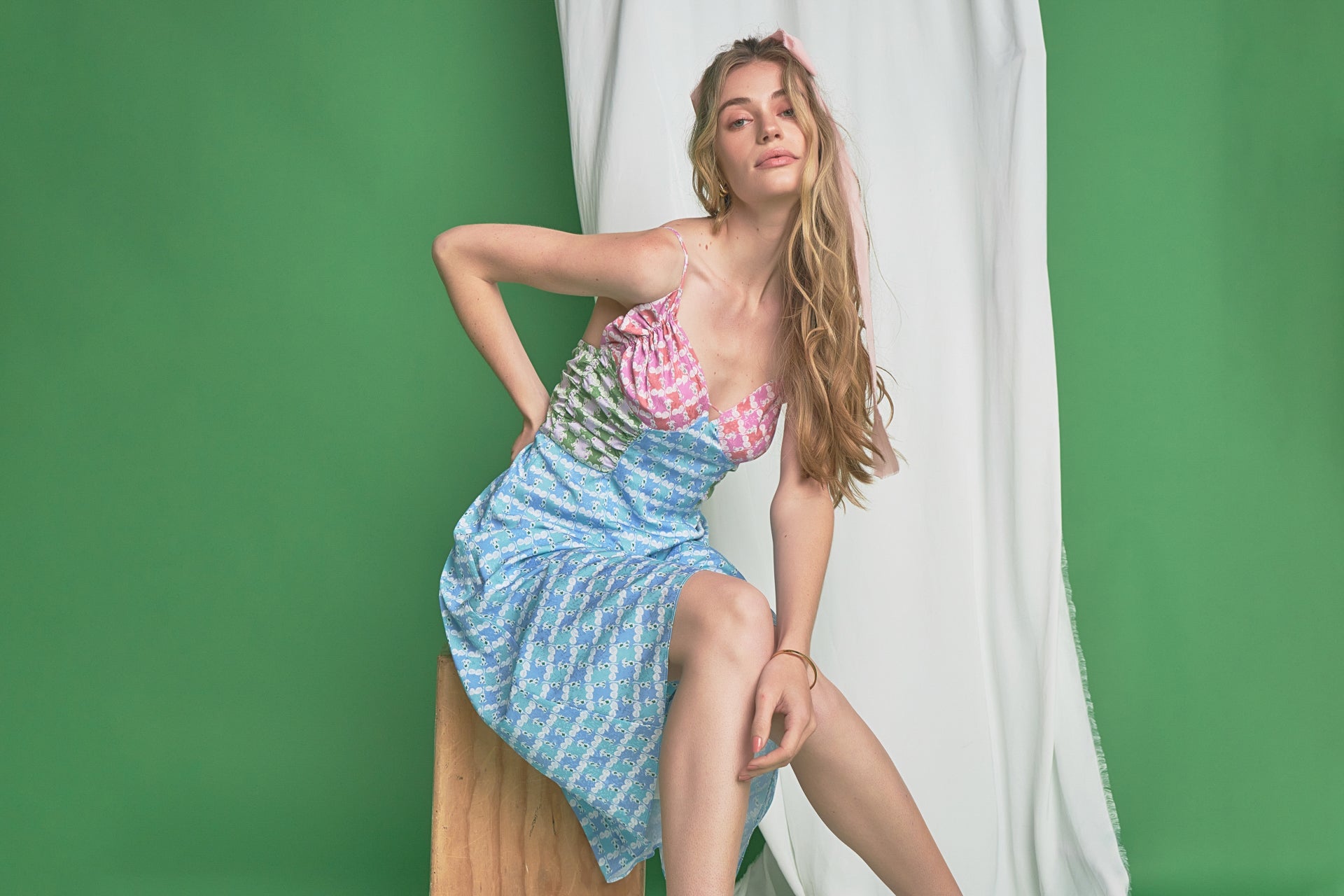 Printed Satin Midi Dress - Available from English Factory at shopenglishfactory.com