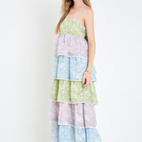 Floral Print Maxi Tiered Dress