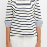 Striped Breton Tee with Fold Over Combo Cuff