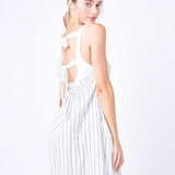 Tie Back Knit Combo Striped Maxi Dress