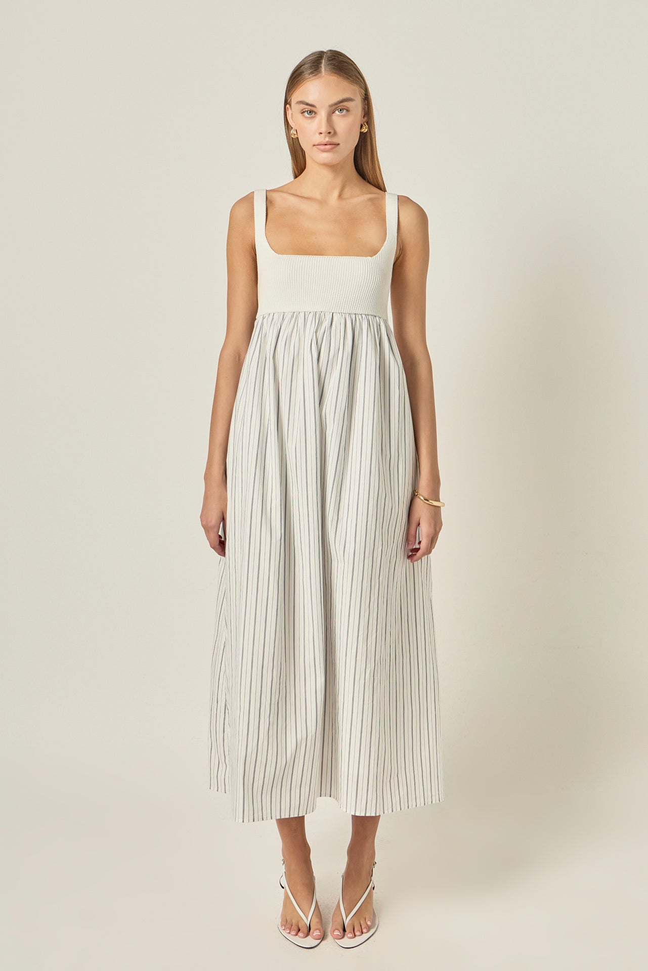 something navy striped maxi dress English Factory