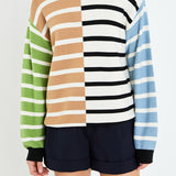 Striped Combo Sweater with Buttons
