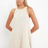 Pleated A-line Knit Mini Dress