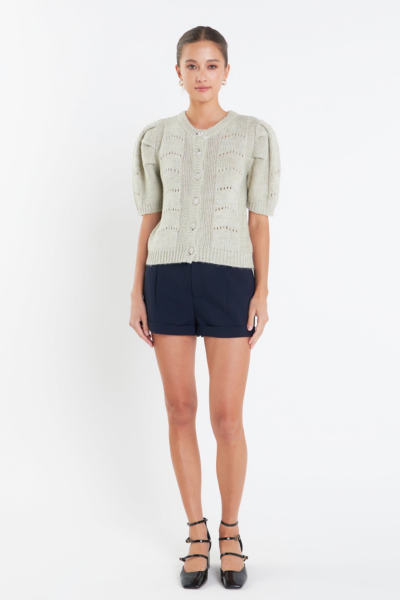 LCXWFE Womens Cropped Short Sleeve Cardigan Sweaters Crew