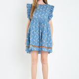 Paisley Print Ruffle Sleeve Mini Dress