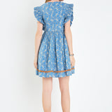 Paisley Print Ruffle Sleeve Mini Dress