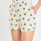 Embroidered Linen Shorts