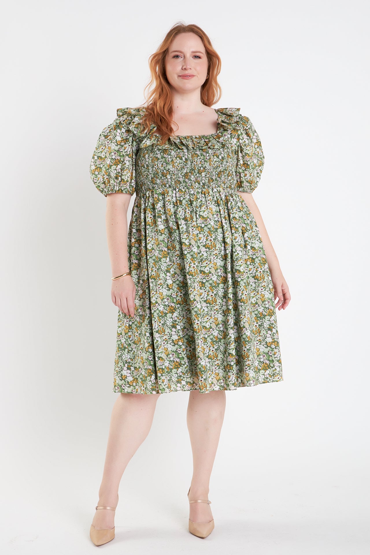 Floral Print Smocked Puff Sleeve Dress – English Factory