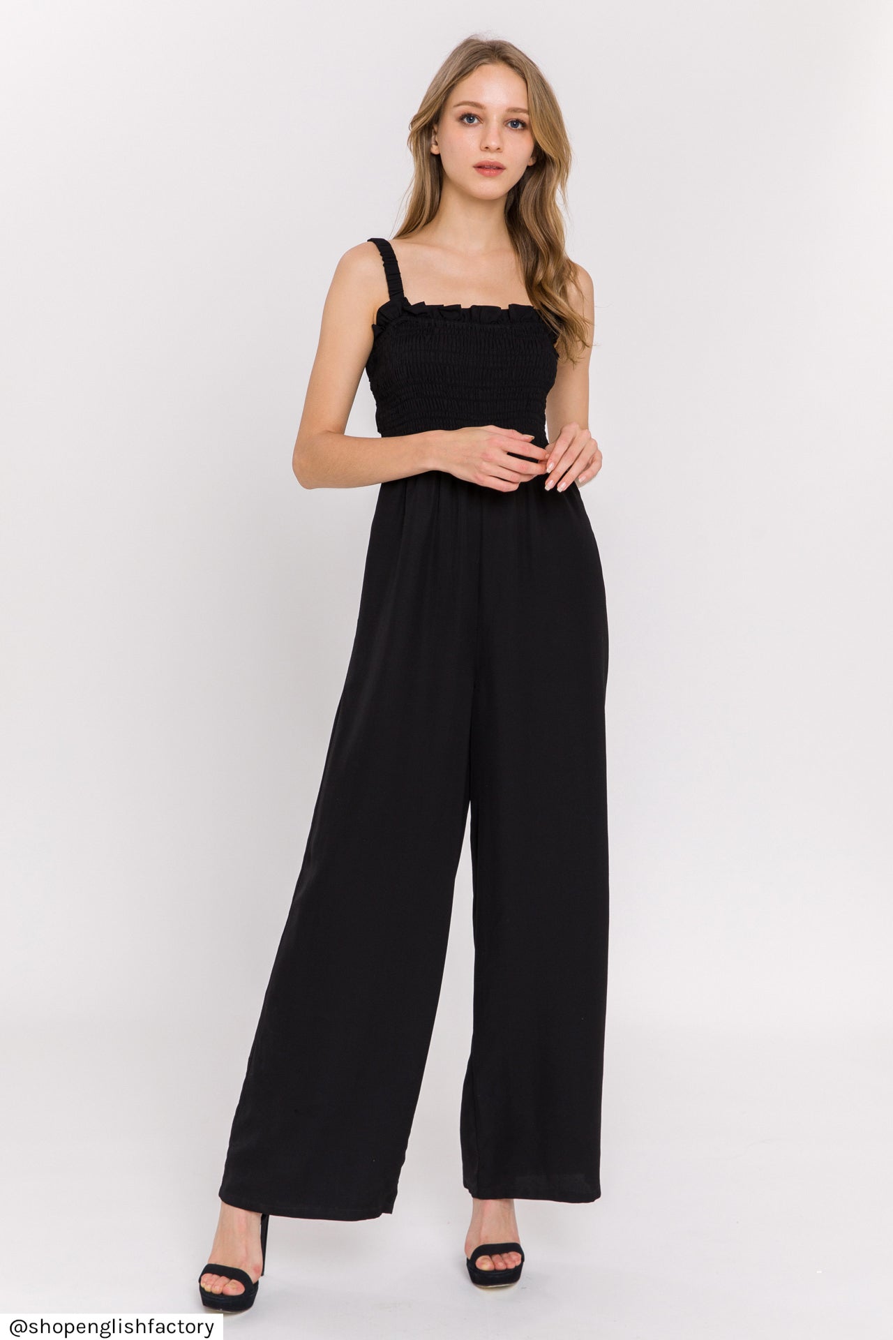 Elastic Strap Detail Jumpsuit English Factory