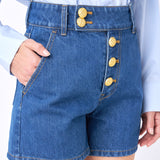 Buttoned Denim Shorts