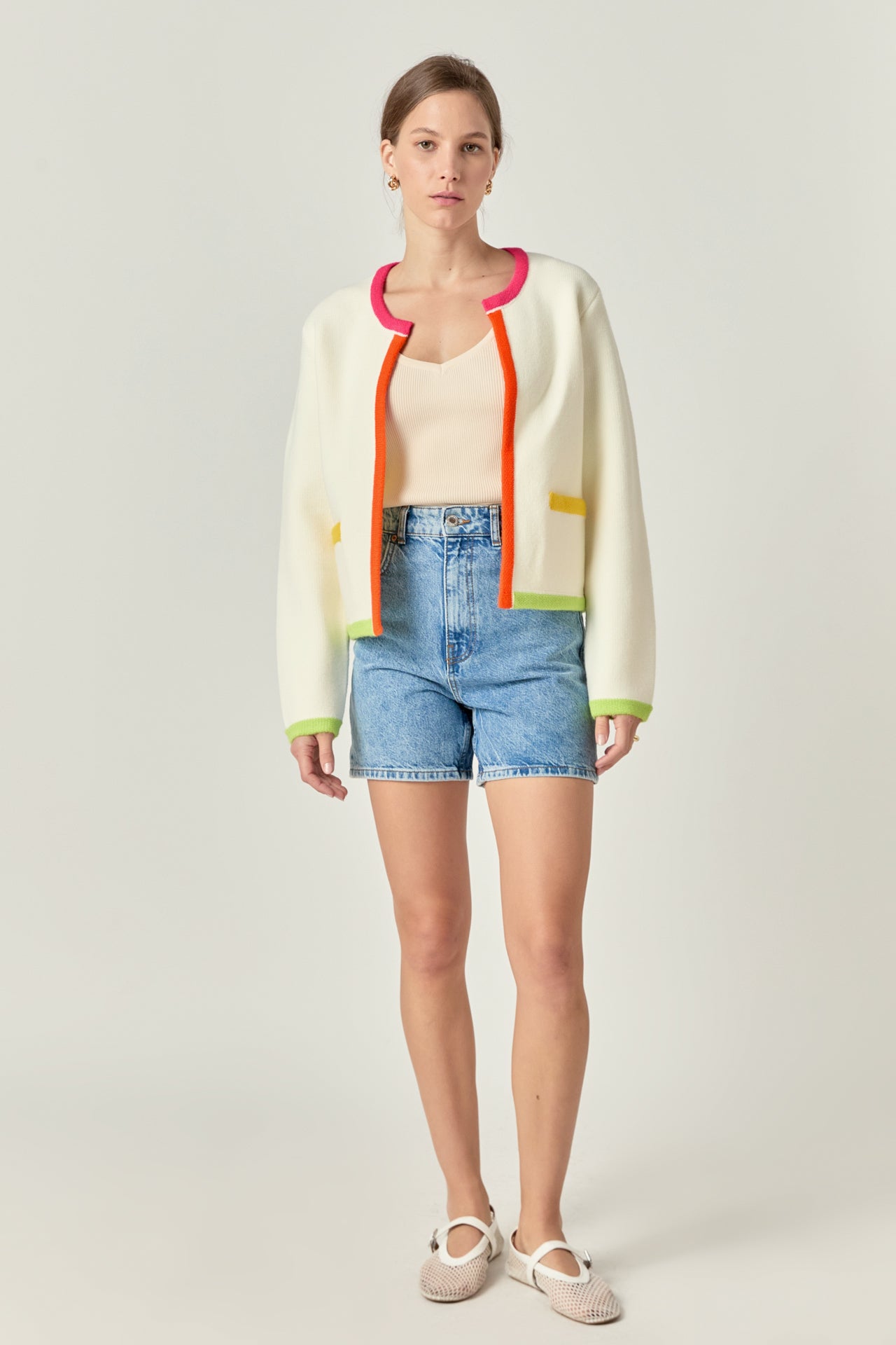 Color Block Sweater Cardigan – English Factory