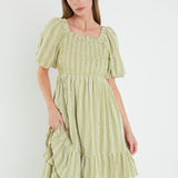 Gingham Striped Multi Tiered Maxi