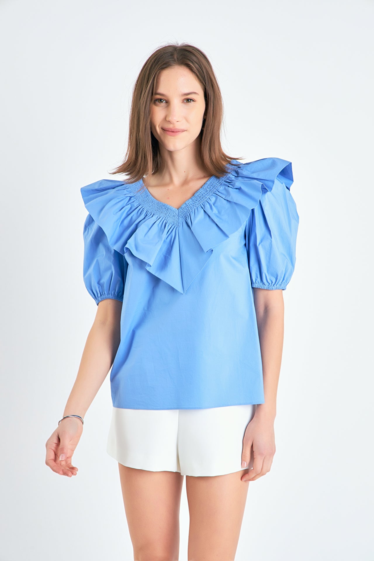 Ruffle Puff Sleeve Top