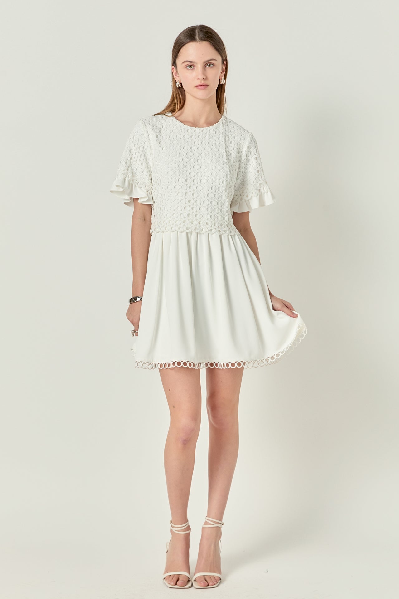 Mixed Media Lace Dress English Factory Mixed Media Lace Dress English Factory