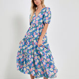 Floral Puff Sleeve Midi Dress