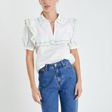 Floral Embroidered Short Sleeve Top