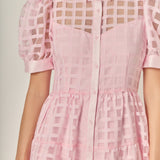 Gridded Organza Tiered Maxi Dress