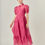 Gridded Organza Tiered Maxi Dress