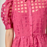 Gridded Organza Tiered Maxi Dress