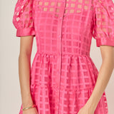Gridded Organza Tiered Maxi Dress