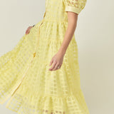 Gridded Organza Tiered Maxi Dress