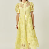 Gridded Organza Tiered Maxi Dress