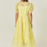 Gridded Organza Tiered Maxi Dress