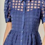 Gridded Organza Tiered Maxi Dress
