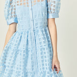 Gridded Organza Tiered Maxi Dress