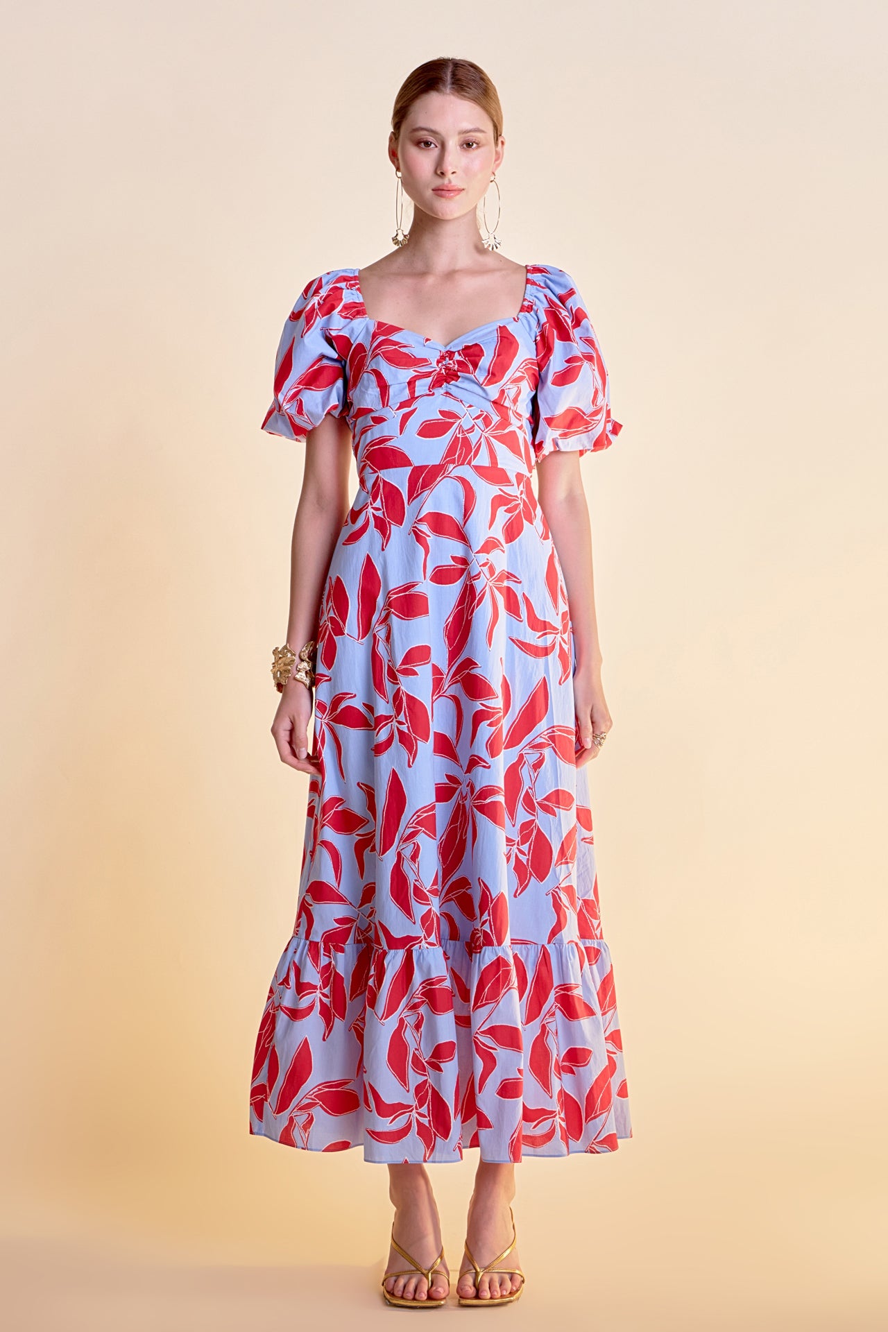 Print Back Bow tie Maxi Dress – English Factory