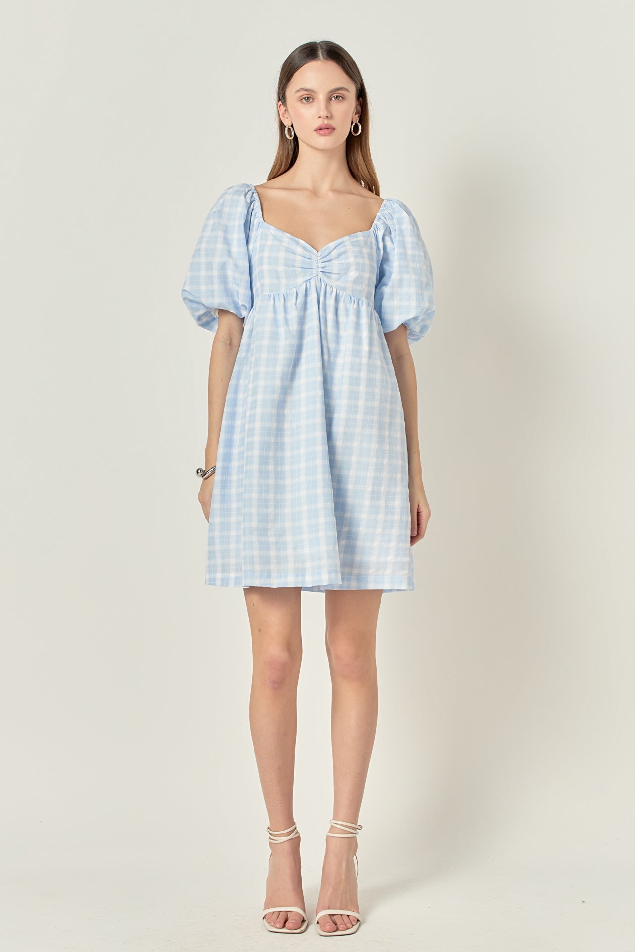 Gingham Linen Sweetheart Baby Doll Dress – English Factory