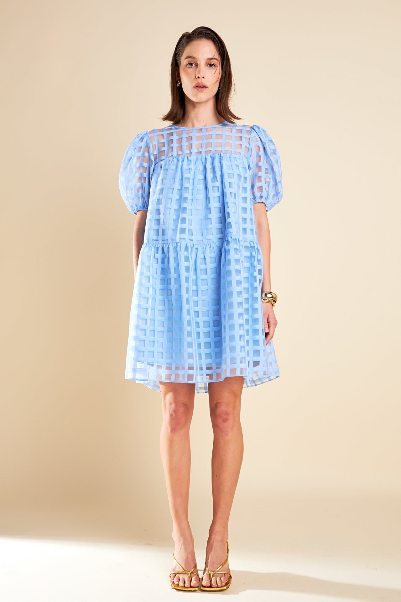 Organza puff sleeve dress best sale