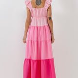 Sweet Heart Color Block Maxi Dress