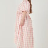 Gingham Puff Sleeve Tiered Maxi