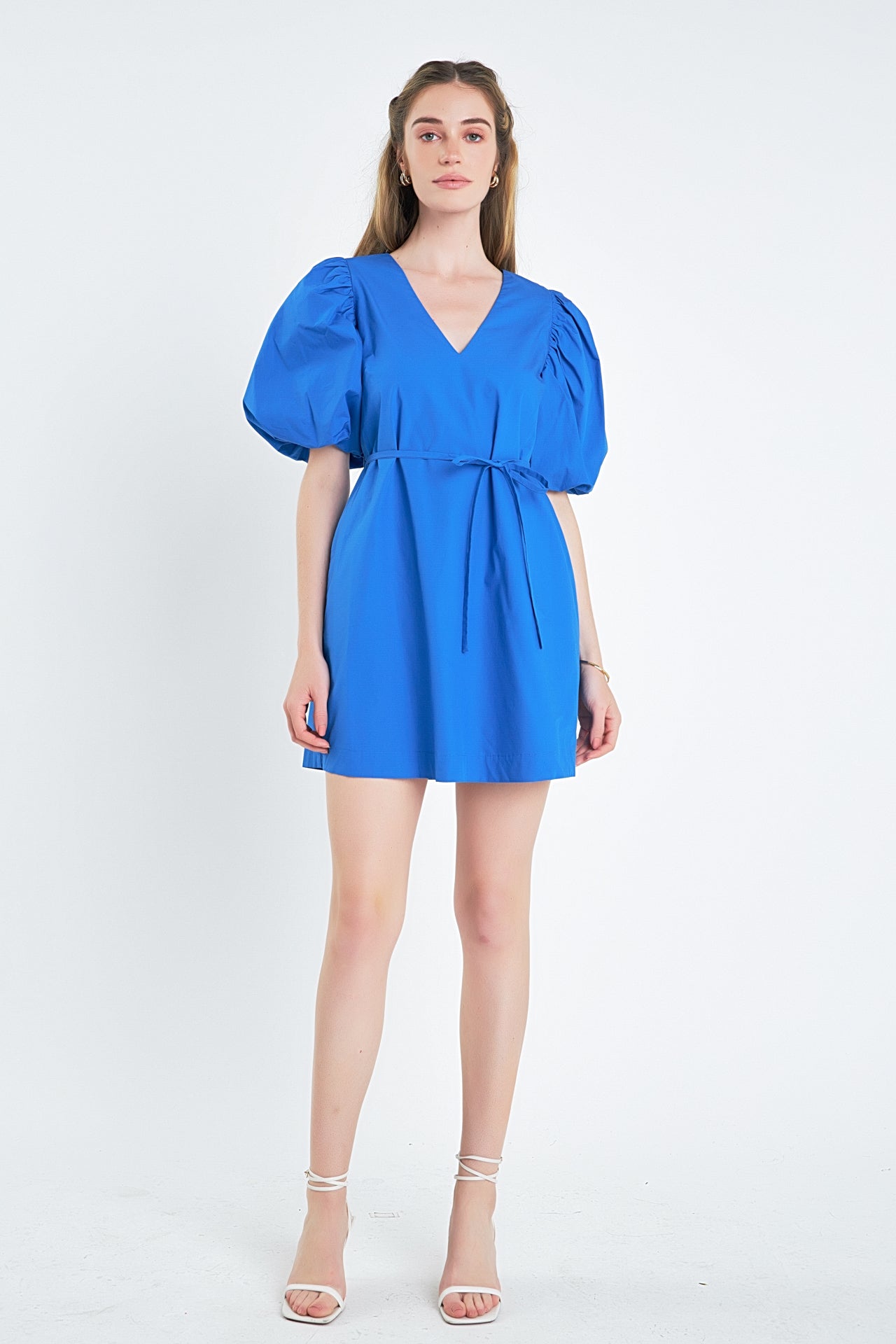 Puff Sleeve A-line Shift Mini Dress