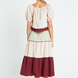 Color Block Midi Skirt