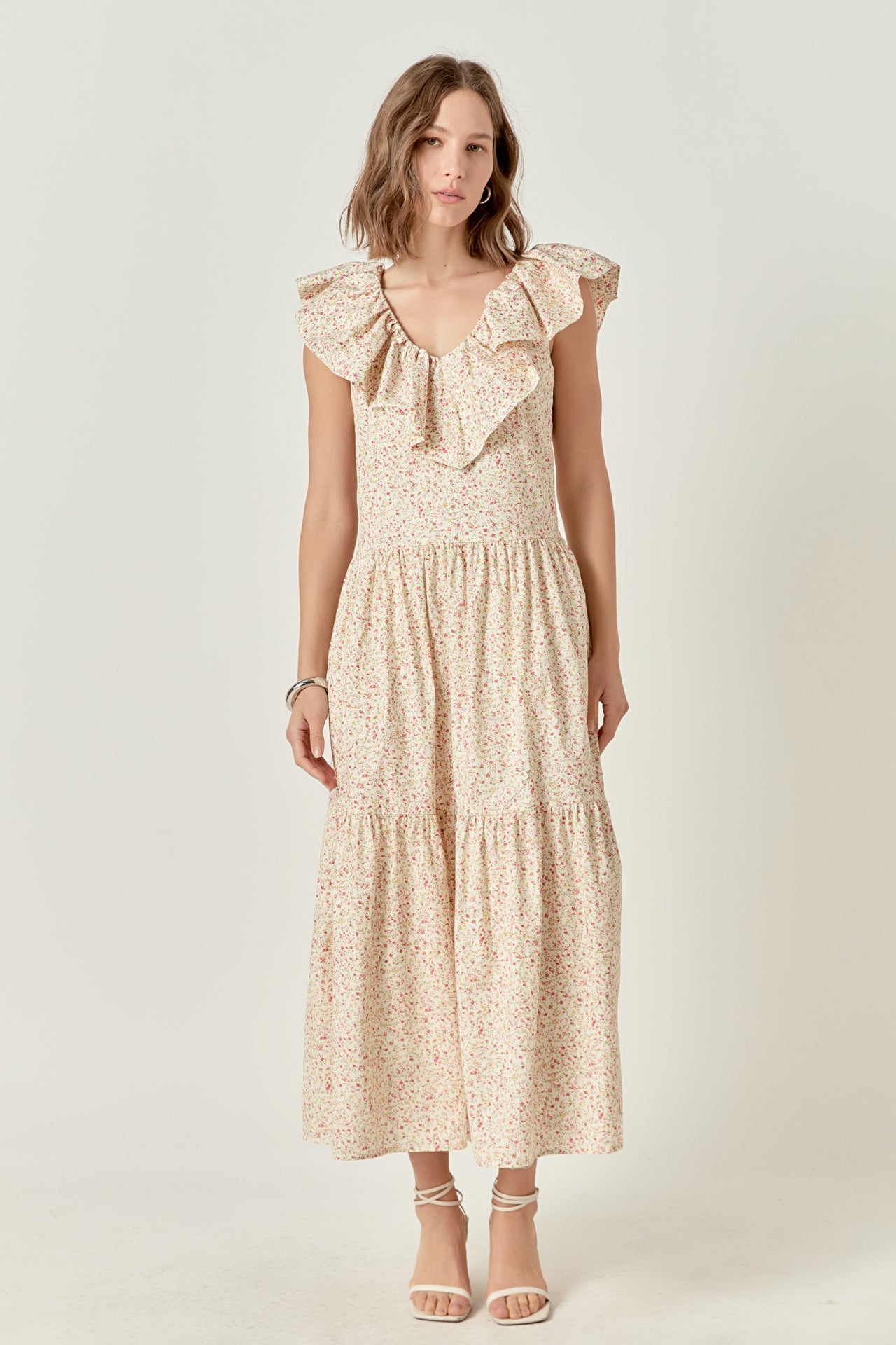 Floral Ruffled Midi Dress English Factory Floral Ruffled Midi Dress English Factory