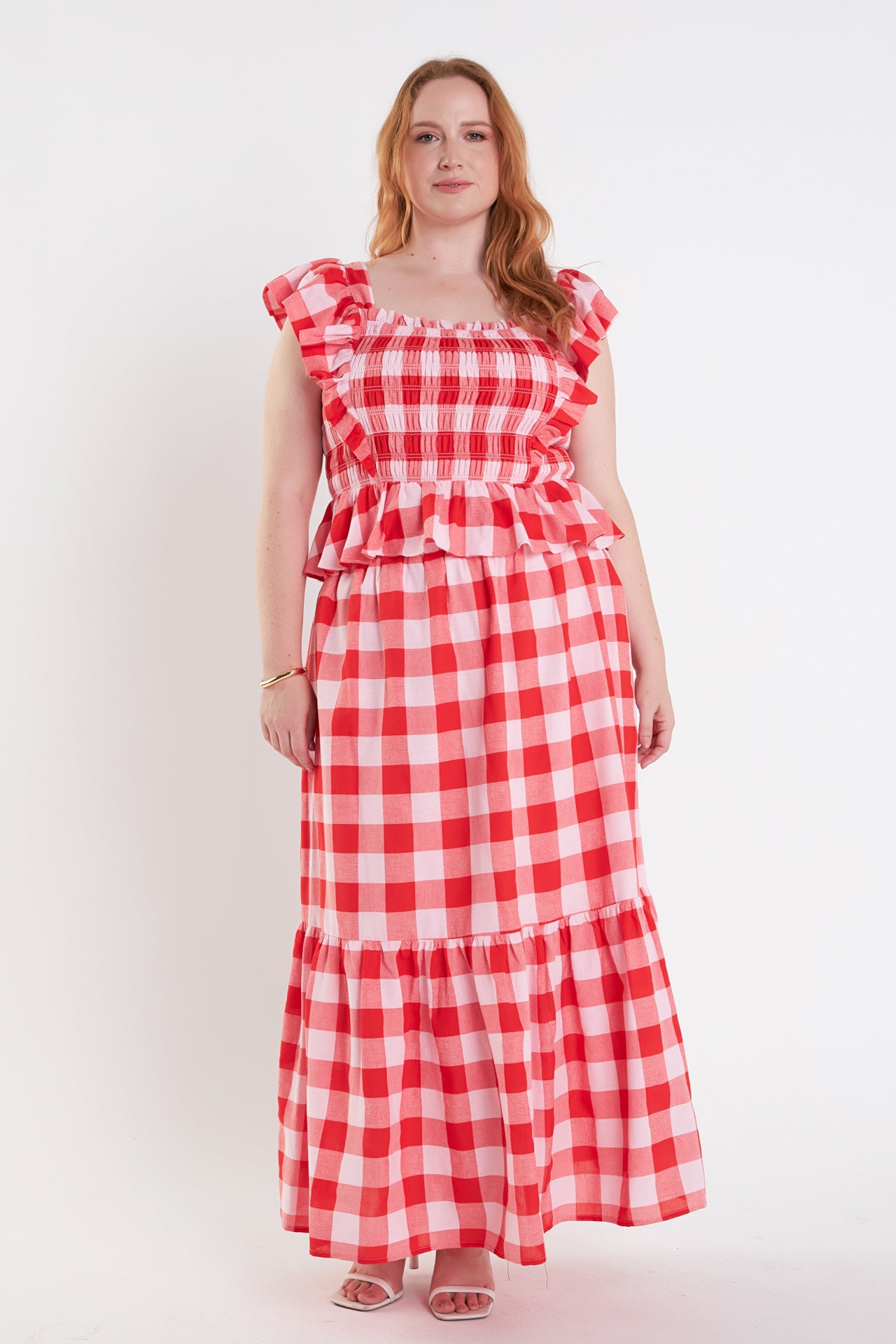 Plus Size Gingham Midi Skirt – English Factory - Main Image
