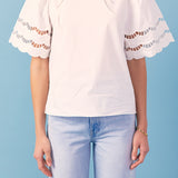 Mixed Media Lace Trim Knit Top