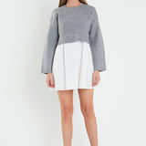 Sweater with Poplin Mini Dress