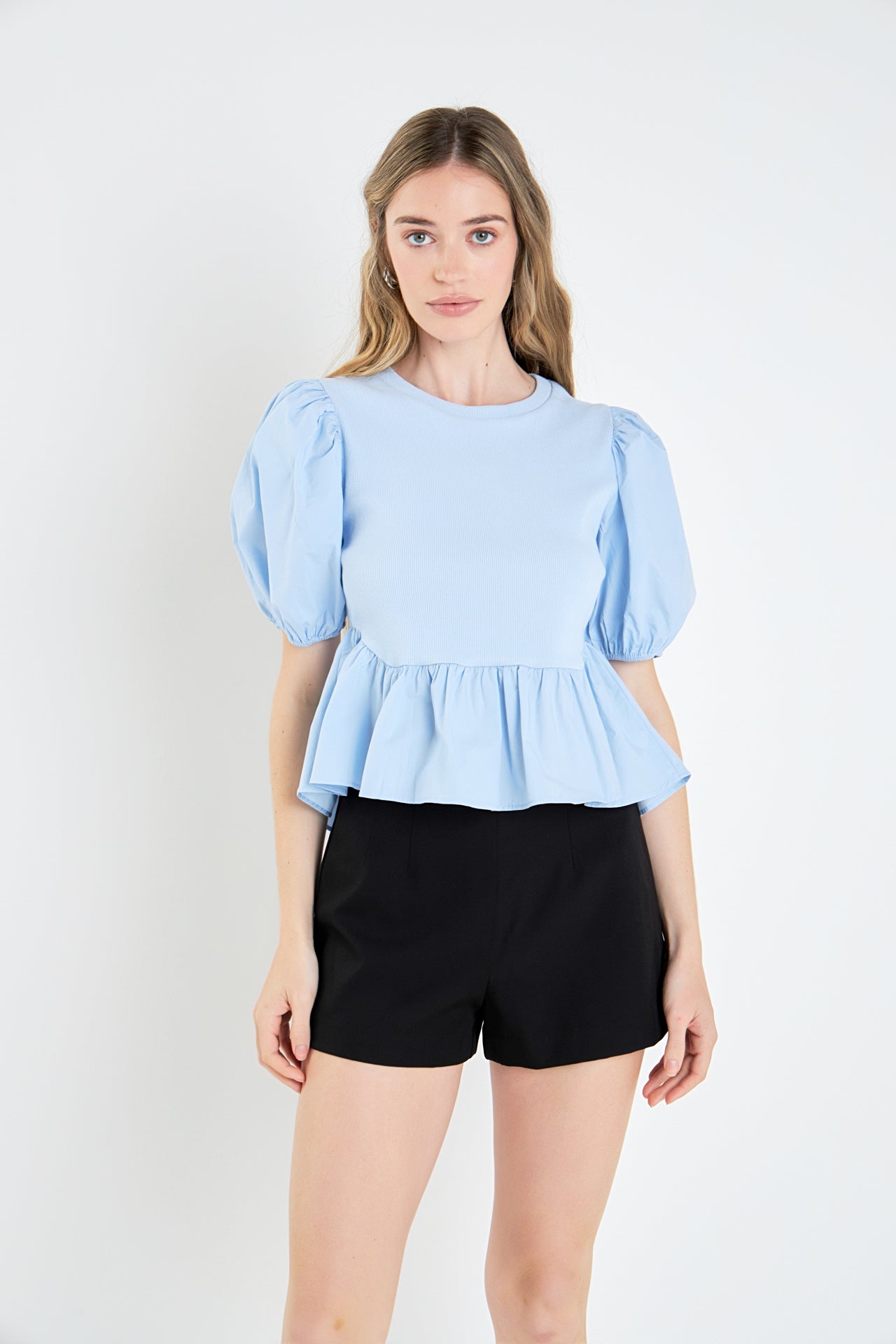 Puff Sleeve Peplum Top