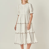 Scalloped Edge Midi Dress