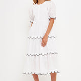 Scalloped Edge Midi Dress