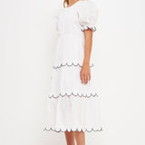 Scalloped Edge Midi Dress