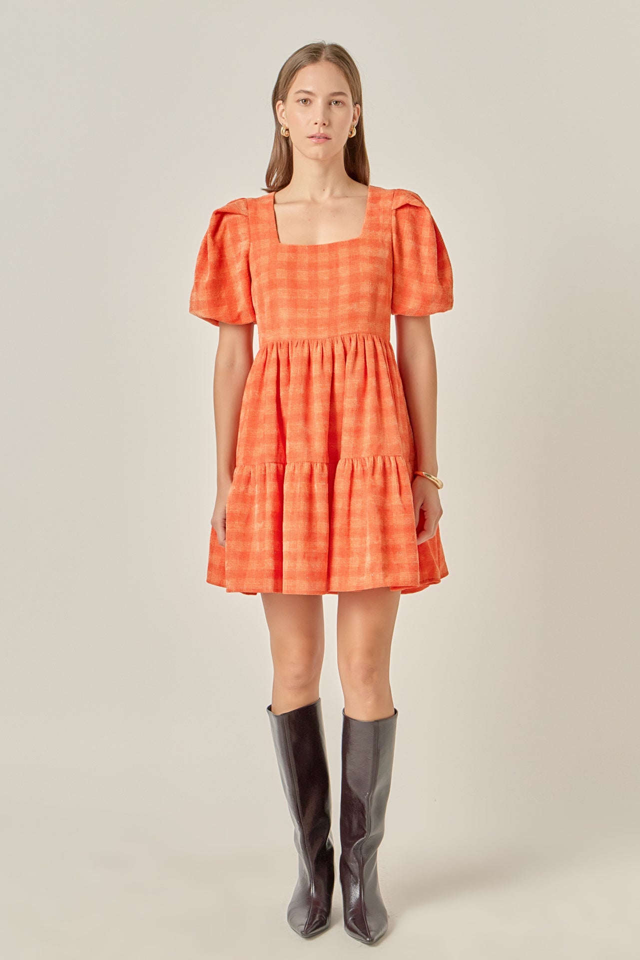 orange babydoll dress English Factory