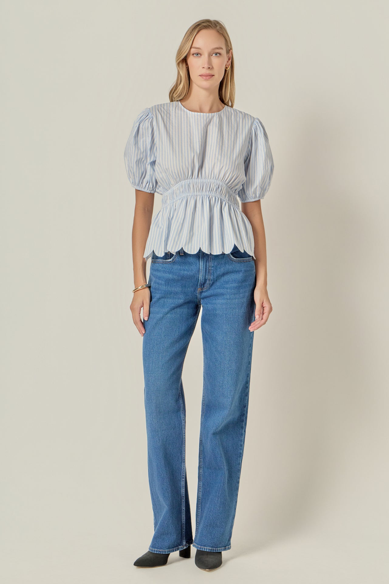 Striped Puff Sleeve Top – English Factory