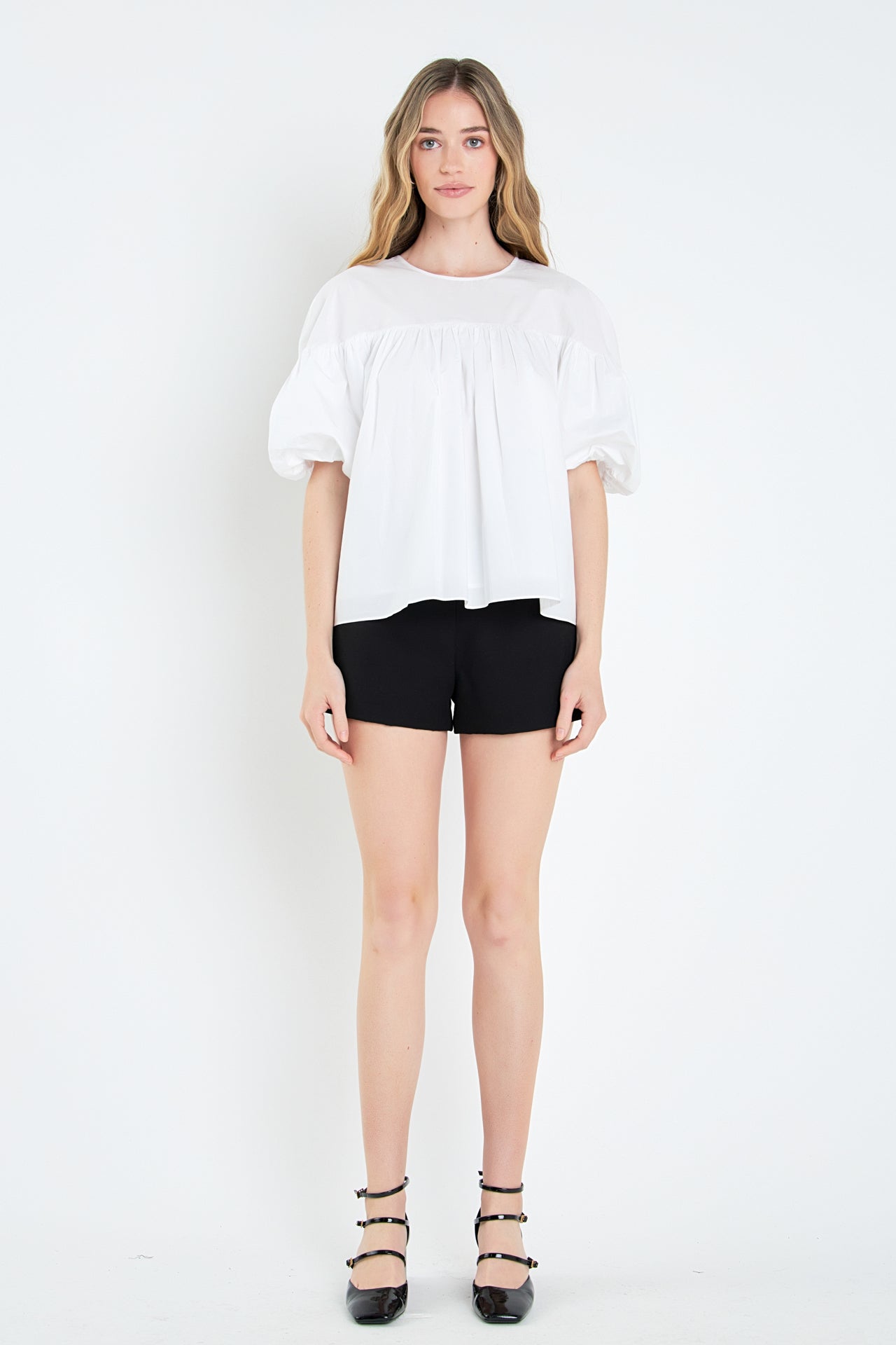 Dropped Shoulder Puff Sleeve Top – English Factory