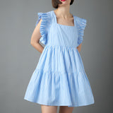 Stripe Square Neckline Mini Dress