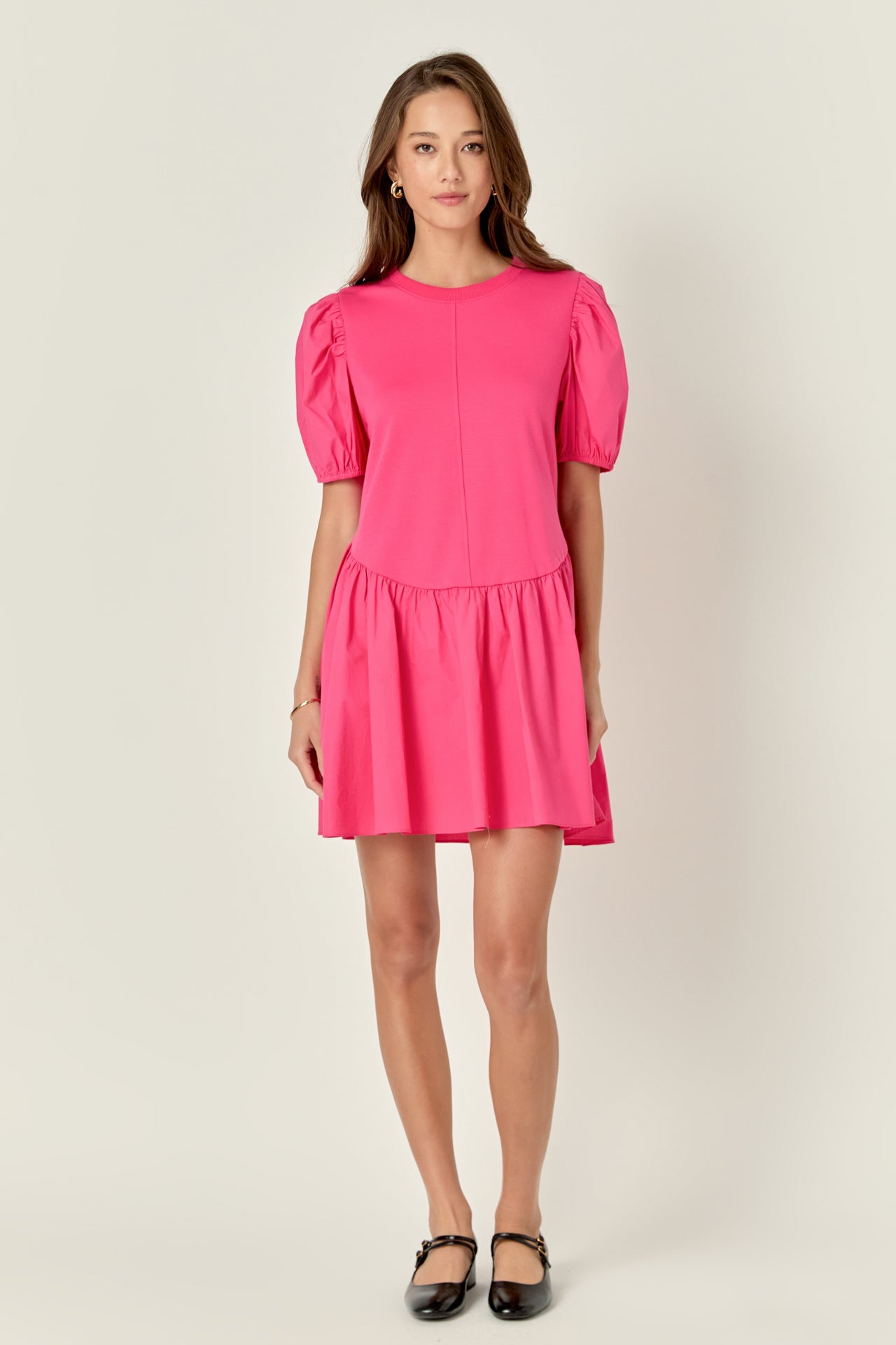 Mixed Material Docking Mini Dress FER0114
